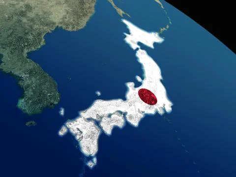 Flag of Japan from space Stock Illustration