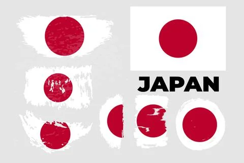 Flag of Japan. Vector illustration Brush strokes drawn by hand. Independence Day Stock Illustration