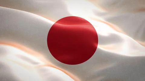 Flag of Japan waving in the wind. 3D Waving flag design. Stock Illustration