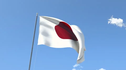 The flag of Japan Waving on the Wind. Stock Footage 41276904
