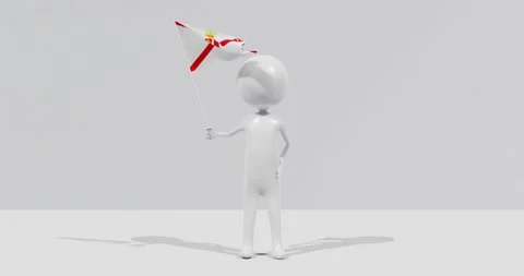 Flag of Jersey. 3D Character holding and waving flag 4K UHD 60FPS Stock Footage 224518149