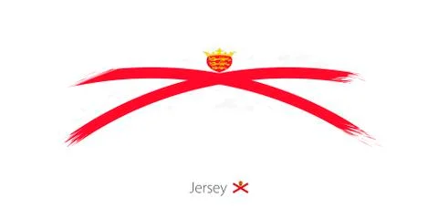 Flag of Jersey in rounded grunge brush stroke. Stock Illustration
