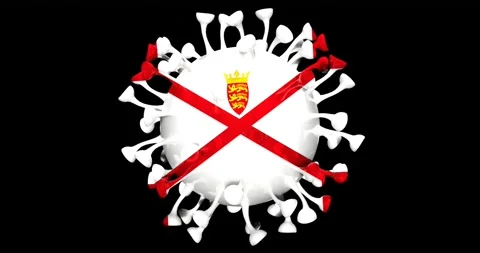 Flag of Jersey on Seamless looping 3D animation of the covid-19 Corona Virus Stock Footage 166462980