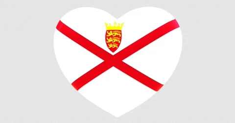 Flag of Jersey on turning Heart 3D Loop Animation with Alpha Channel 4K UHD Stock Footage 170613676