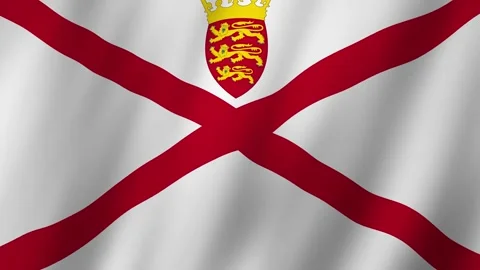 Flag of Jersey waving animation, Jersey Flag footage video waving in wind  Stock Footage 282528480