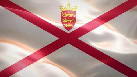 Flag of Jersey waving in the wind. 3D Waving flag design. Stock Illustration