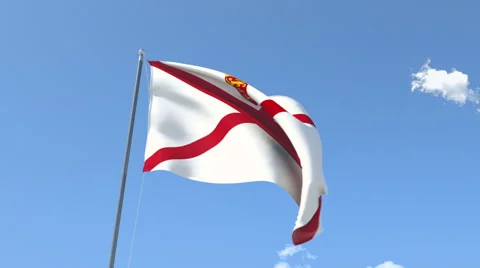 The flag of Jersey Waving on the Wind. Stock Footage 41275177