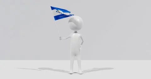 Flag of the Johnston Atoll. 3D Character holding and waving flag 4K UHD 60FPS Video stock 224518228