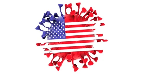 Flag of Johnston Atoll on Seamless looping 3D animation of the Corona Virus Stock Footage 166463012