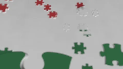 Flag of Jordan being made with jigsaw puzzle pieces. Jordanian problem solution Stock Footage 104260880