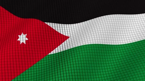 The flag of Jordan is developing waves. Looped. Full HD 1080. 스톡 동영상 55158697