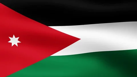 Flag of Jordan, fluttering in the wind. 3D rendering. Looping video. Stock Footage 76808597