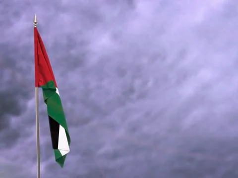 Flag of Jordan hanging down dangling Stock Photos