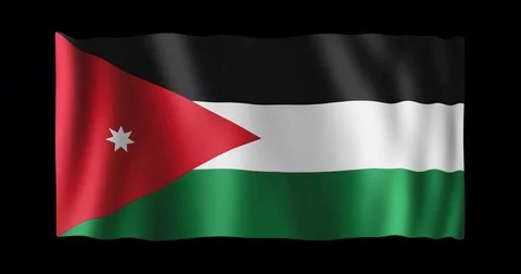 Flag of Jordan, long ratio (2:1), seamless loop animation Stock Footage 82459892