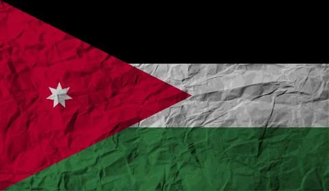 Flag of Jordan with old texture. Stock Illustration