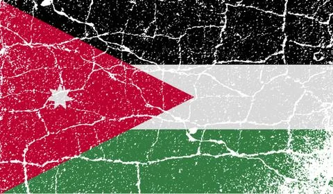 Flag of Jordan with old texture. Stock Illustration