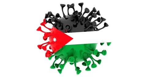 Flag of Jordan on Seamless looping 3D animation of the covid-19 Corona Virus Stock Footage 166463032