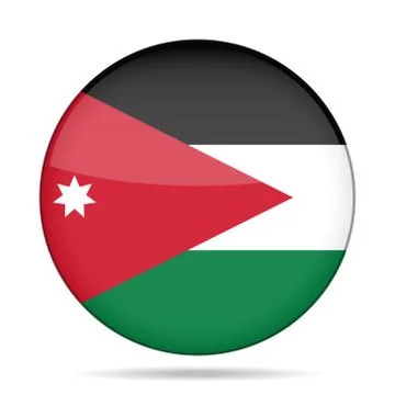 Flag of Jordan. Shiny round button. Stock Illustration