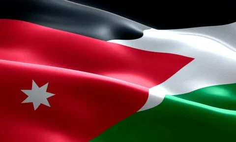Flag of jordan strip waving texture fabric background, national symbol arab.. Illustrazione stock