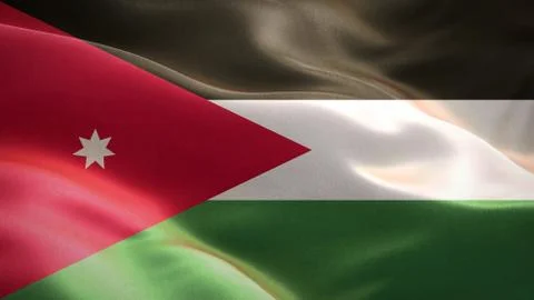 Flag of Jordan waving in the wind. 3D Waving flag design. Stock Illustration