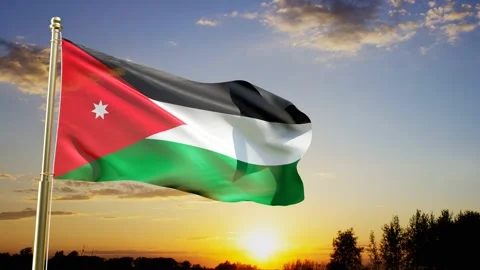Flag of Jordan waving in the wind Stock Footage 276189677