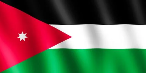 Flag of Jordan waving in the wind Stock Illustration