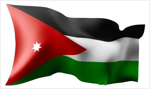 Flag of the Jordan waving in the wind. Stock Illustration