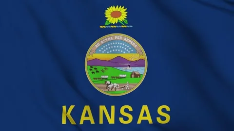 Flag of Kansas – 4K Seamless Loop of the Sunflower State’s Official Banner Stock Footage 309675129