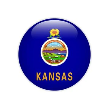 Flag Kansas button Stock Illustration