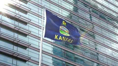 Flag of Kansas Stock Footage 343557235