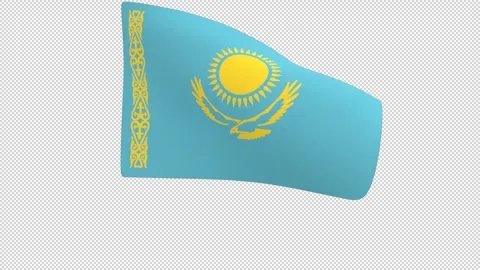 Flag of Kazakhstan – 3d render looped with alpha channel. Stock-Footage 334912204