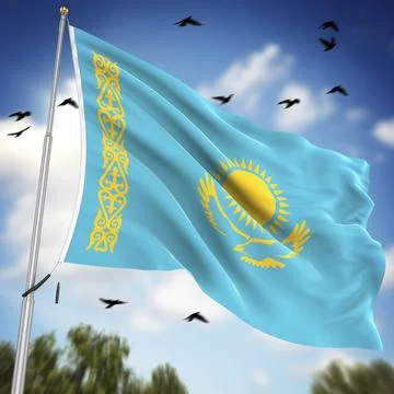 Flag of Kazakhstan, This is a computer generated and 3d rendered image Illustrazione stock