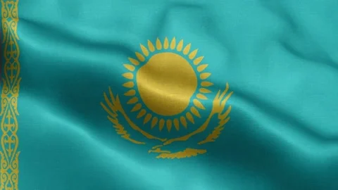 Flag of Kazakhstan fluttering in the wind. Video stock 222797418