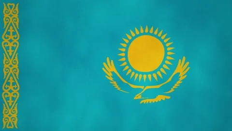 Flag of Kazakhstan Loopable - 3D Render Animation Stock Footage 137124601
