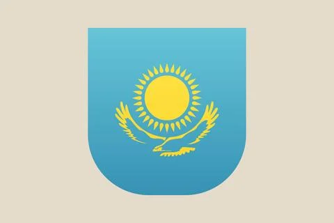Flag of Kazakhstan represented as a vector shield icon, a national emblem f.. Stock Illustration