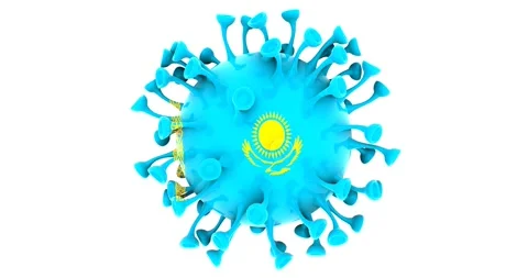 Flag of Kazakhstan on Seamless looping 3D animation of the covid-19 Corona Virus Stock Footage 166461533