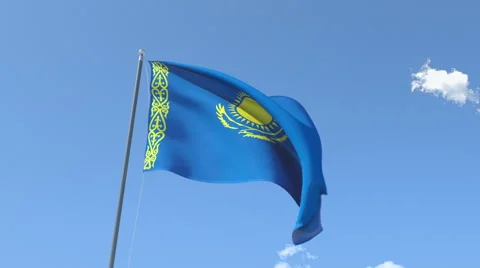 The flag of Kazakhstan Waving on the Wind. Stock Footage 41276333