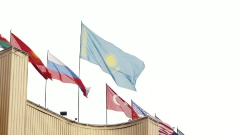 Flag of Kazakhstan in the wind Video stock 315142290