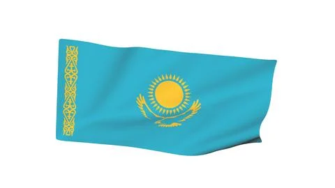 Flag of Kazakhstan in the wind. Rendering simulation. Stock Illustration