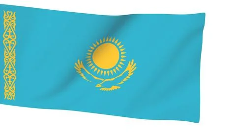 Flag of Kazakhstan in the wind. Rendering simulation. Stock Illustration