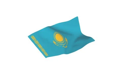 Flag of Kazakhstan in the wind. Rendering simulation. Stock-Illustration