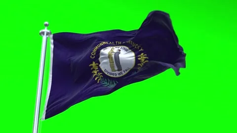 Flag of Kentucky US State waving flag animation on a green screen Stock Footage 296868682