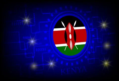 Flag of Kenya on a background of technology. Stock Illustration