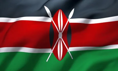 Flag of Kenya blowing in the wind Stock Illustration