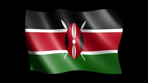Flag of Kenya isolated on alpha channel, seamless looping Stock Footage 73504670