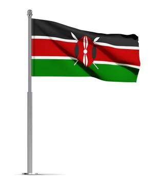 Flag of Kenya isolated on white background Stock Illustration