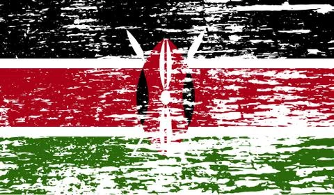 Flag of Kenya with old texture. Vector Stock Illustration