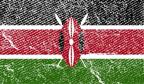 Flag of Kenya with old texture. Vector Illustrazione stock