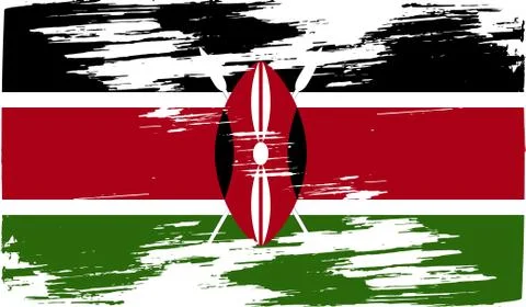 Flag of Kenya with old texture. Vector Illustrazione stock