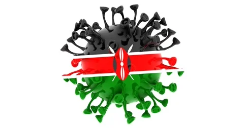 Flag of Kenya on Seamless looping 3D animation of the covid-19 Corona Virus Stock Footage 167324065
